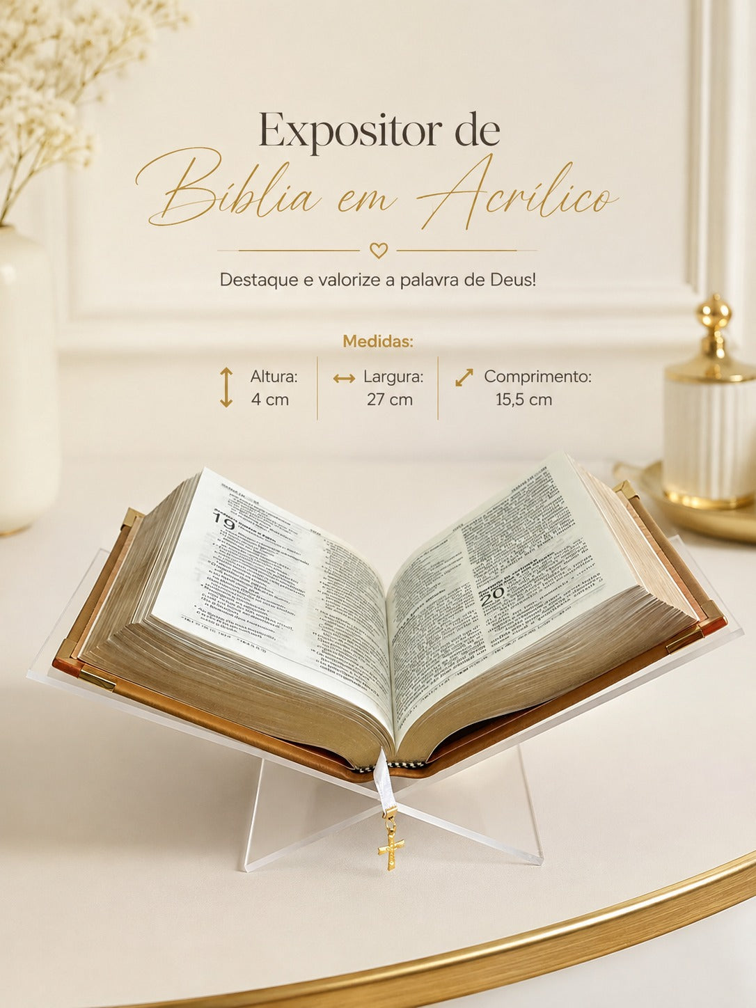 Expositor de Bíblia em Acrílico | Suporte para Bíblia