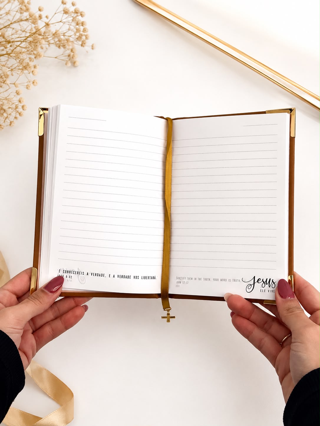 Devocional Personalizado Courino Caramelo Floral
