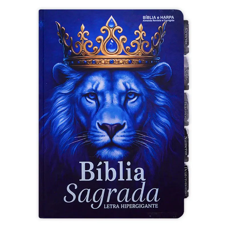 Bíblia Hipergigante | ARC - Com Índice Abas Adesivas - Leão Azul Real