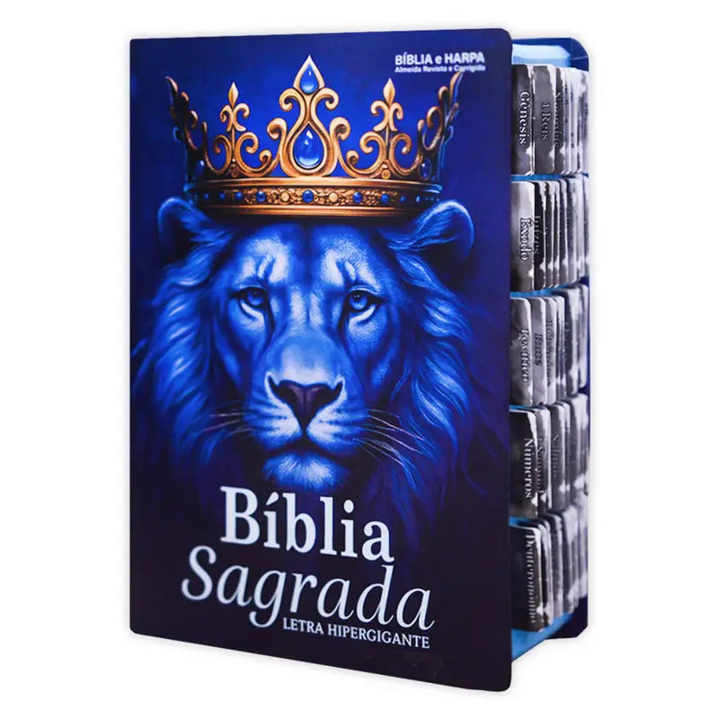 Bíblia Hipergigante | ARC - Com Índice Abas Adesivas - Leão Azul Real