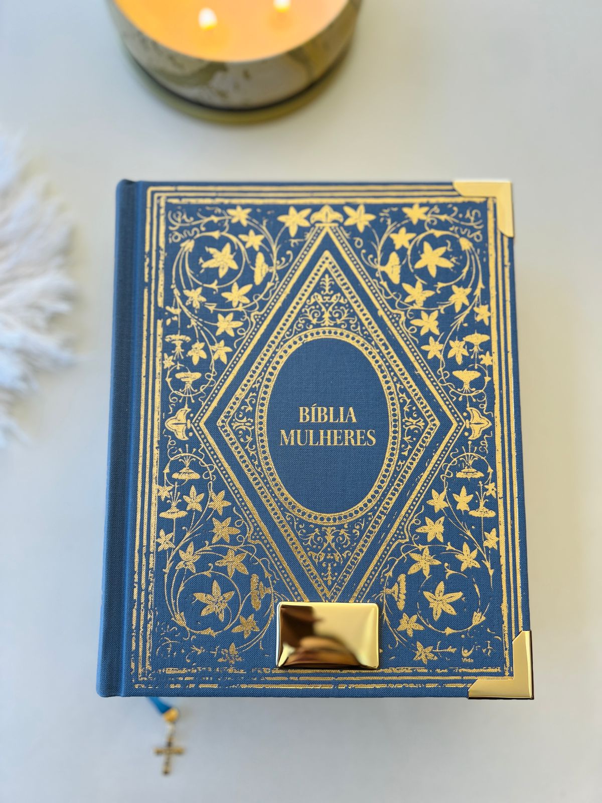 Combo Bíblia Mulheres Viviane Martinello "Azul Vintage" + Placa Média + Cartela de Índices