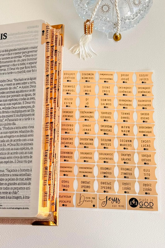 Cartela Divisórias - Abas para Índices Metalizada Dourado Fosco (Evangélica)