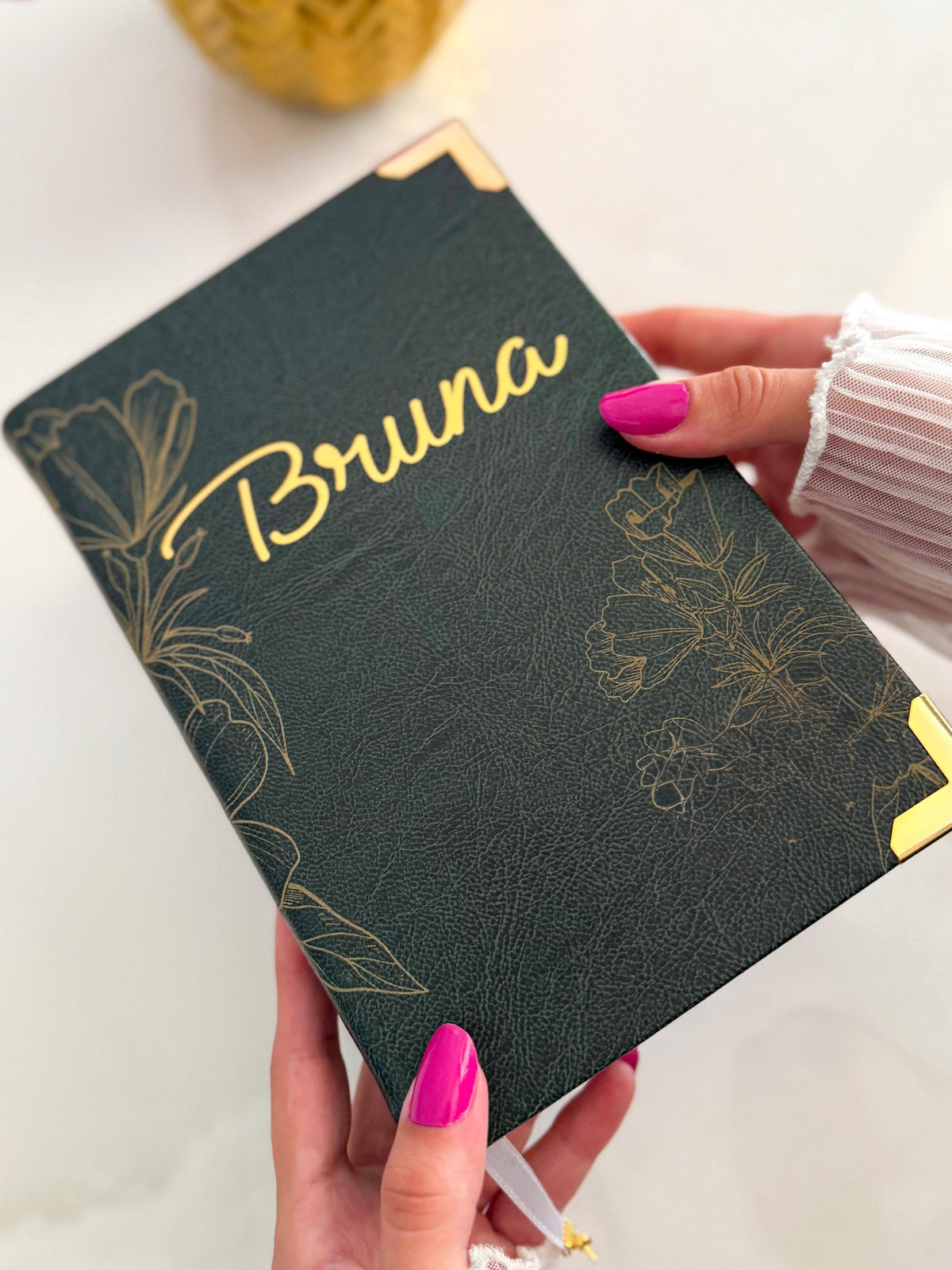 Bíblia Courino Oliva Floral com Nome