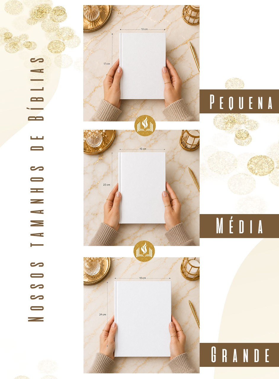 Combo Bíblia Courino Leão Branco + Placa Média + Cartela de Índices