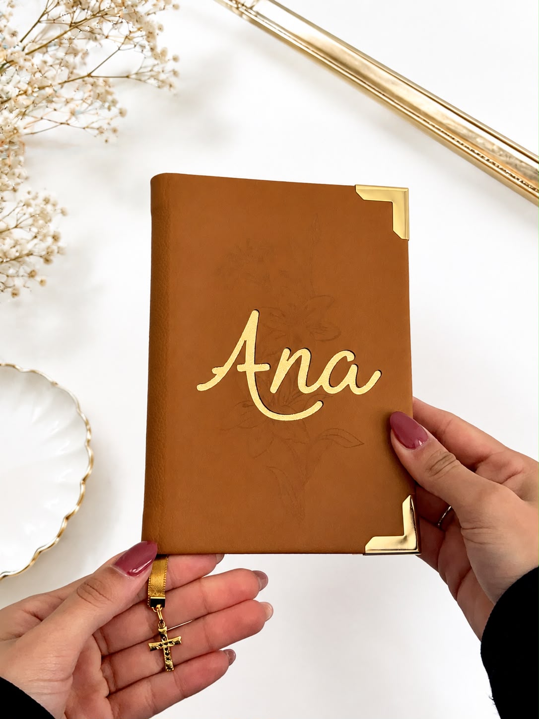 Devocional Personalizado Courino Caramelo Floral